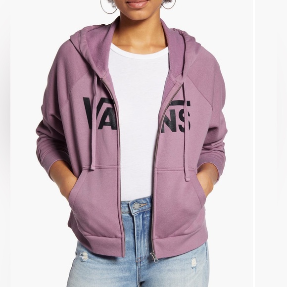 Vans Flying V Boxy Zip Raglan Hoodie Valarian Purple Mauve Medium NWOT - Picture 1 of 11
